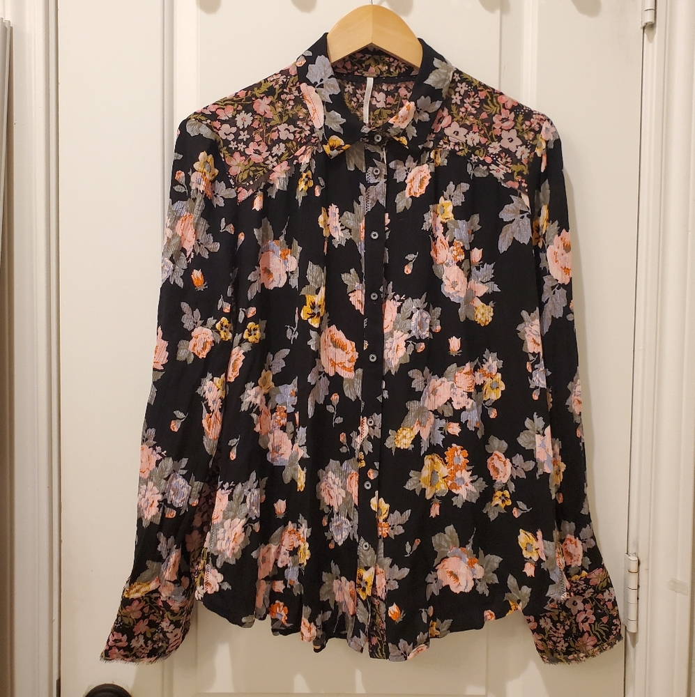 Free People Floral Women's Top - Black and Pink